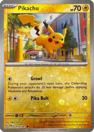 [PKM] Pikachu (018/091) (Reverse Cosmos Holo) [Scarlet & Violet: Paldean Fates]
