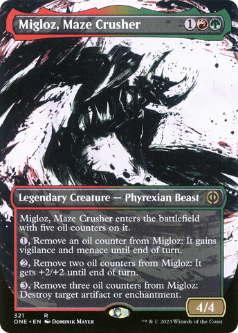 {R} Migloz, Maze Crusher (Borderless Ichor) [Phyrexia: All Will Be One][ONE 321]