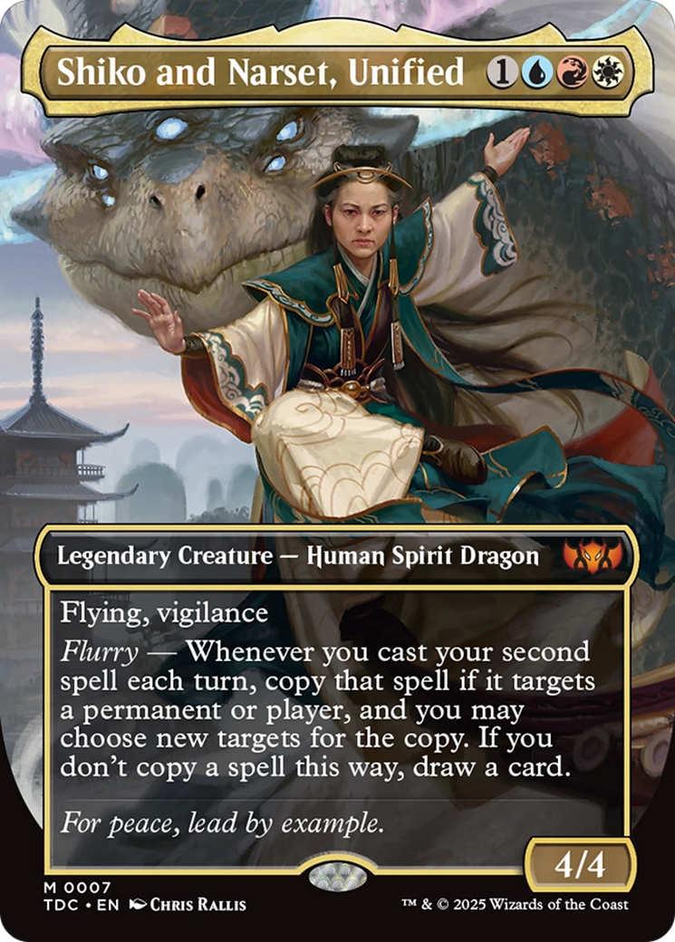 {R} Shiko and Narset, Unified (Borderless) [Tarkir: Dragonstorm Commander][TDC 007]