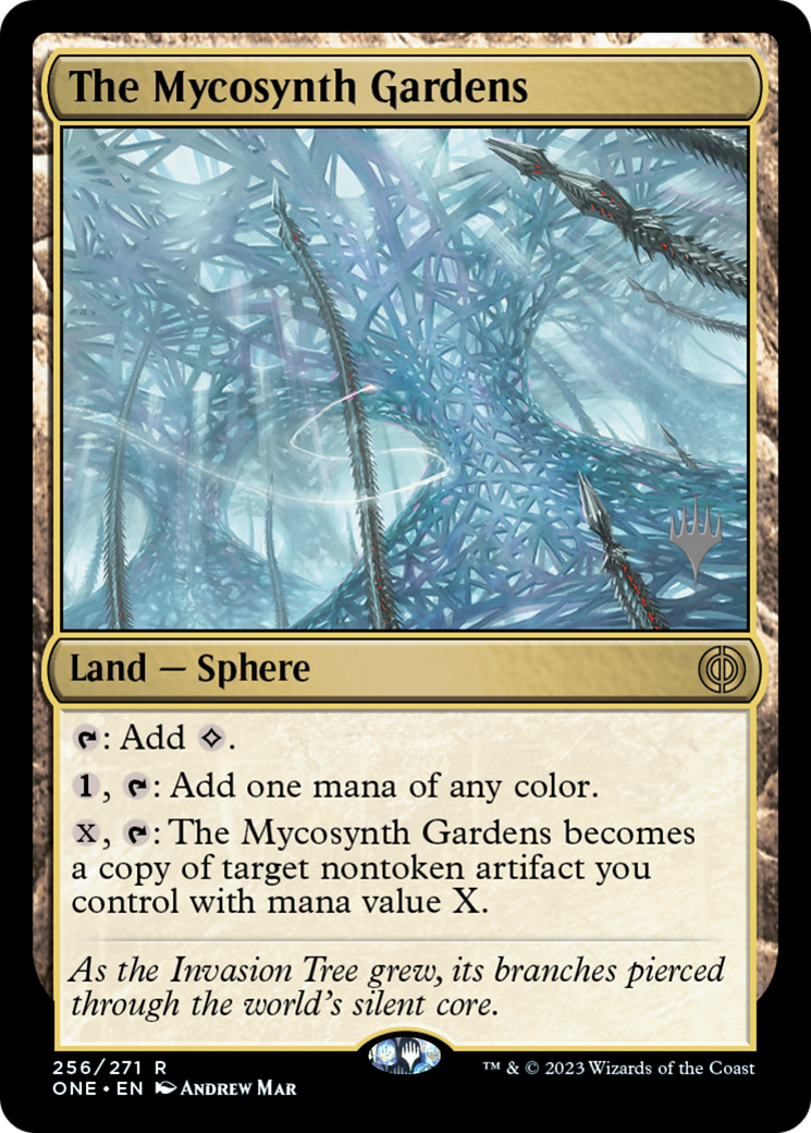 {R} The Mycosynth Gardens (Promo Pack) [Phyrexia: All Will Be One Promos][PP ONE 256]