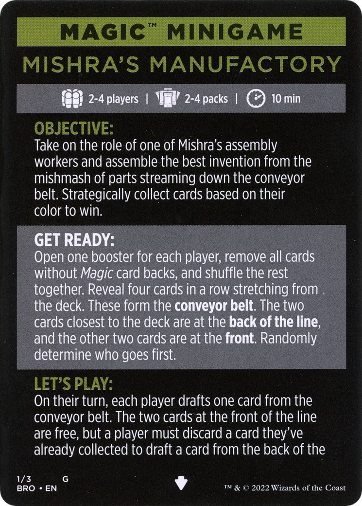 {C} Mishra's Manufactory (Magic Minigame) [The Brothers' War Minigame][MBRO 001]