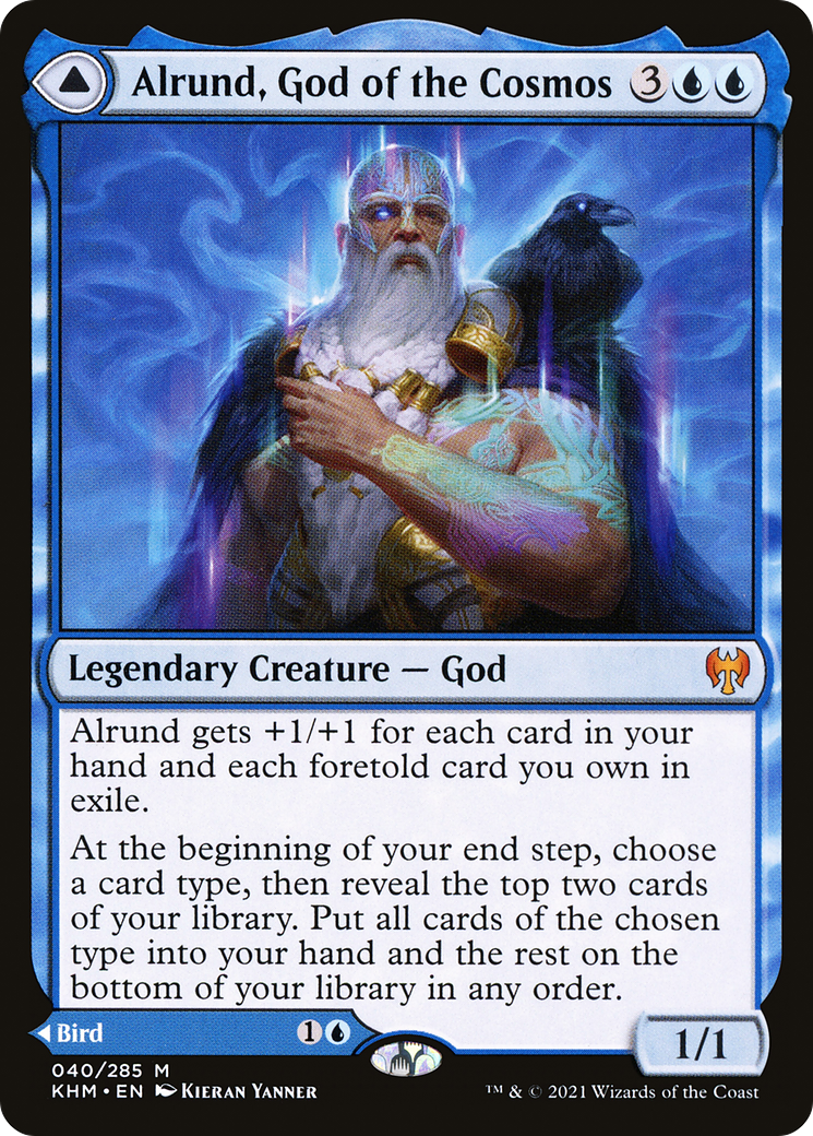 {R} Alrund, God of the Cosmos // Hakka, Whispering Raven [Kaldheim][KHM 040]