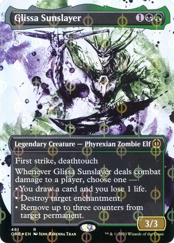 {R} Glissa Sunslayer (Borderless Ichor Step-and-Compleat Foil) [Phyrexia: All Will Be One][ONE 461]