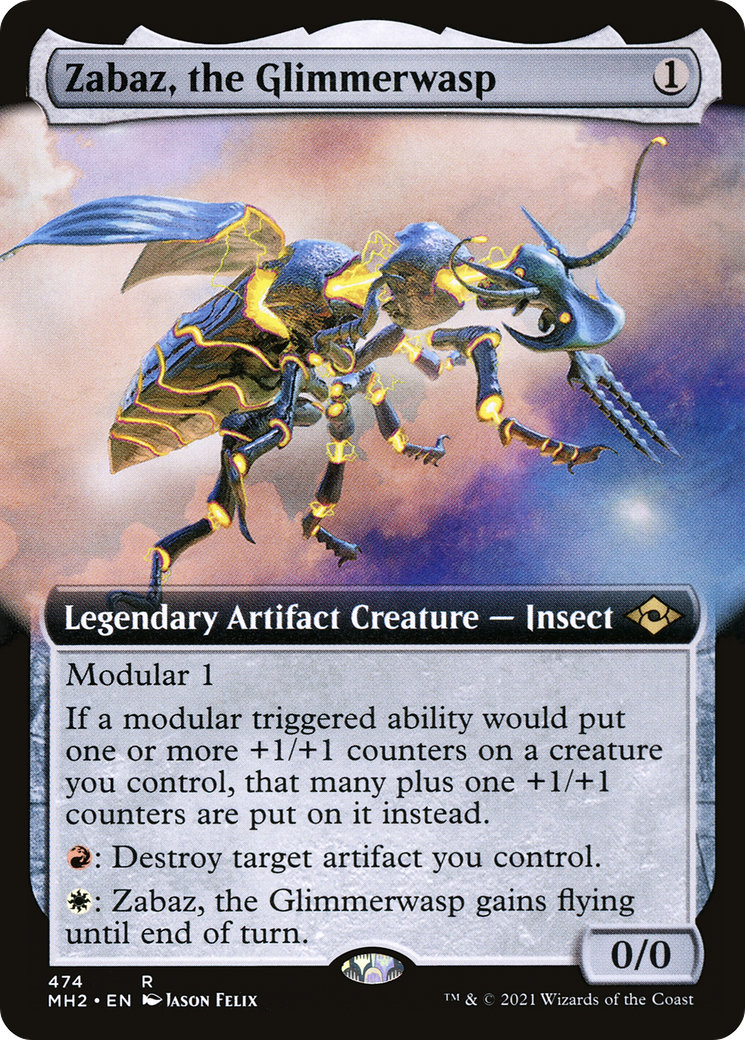 {R} Zabaz, the Glimmerwasp (Extended Art) (Foil): (Extended Art) [Modern Horizons 2] [MH2 474]