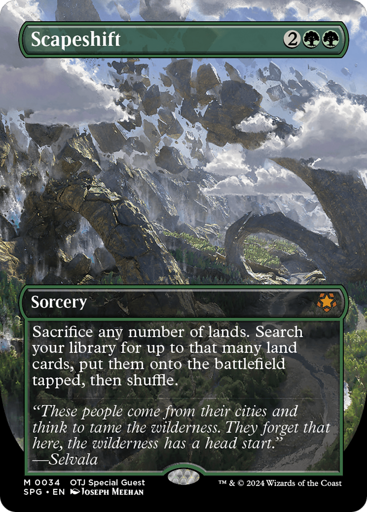 {R} Scapeshift (Borderless) [Outlaws of Thunder Junction Special Guests][SPG 034]