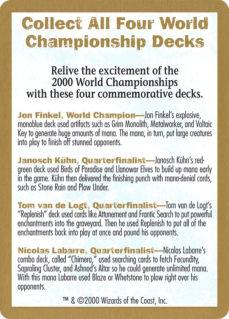 {C} 2000 World Championships Ad [World Championship Decks 2000][GB WC00 000]