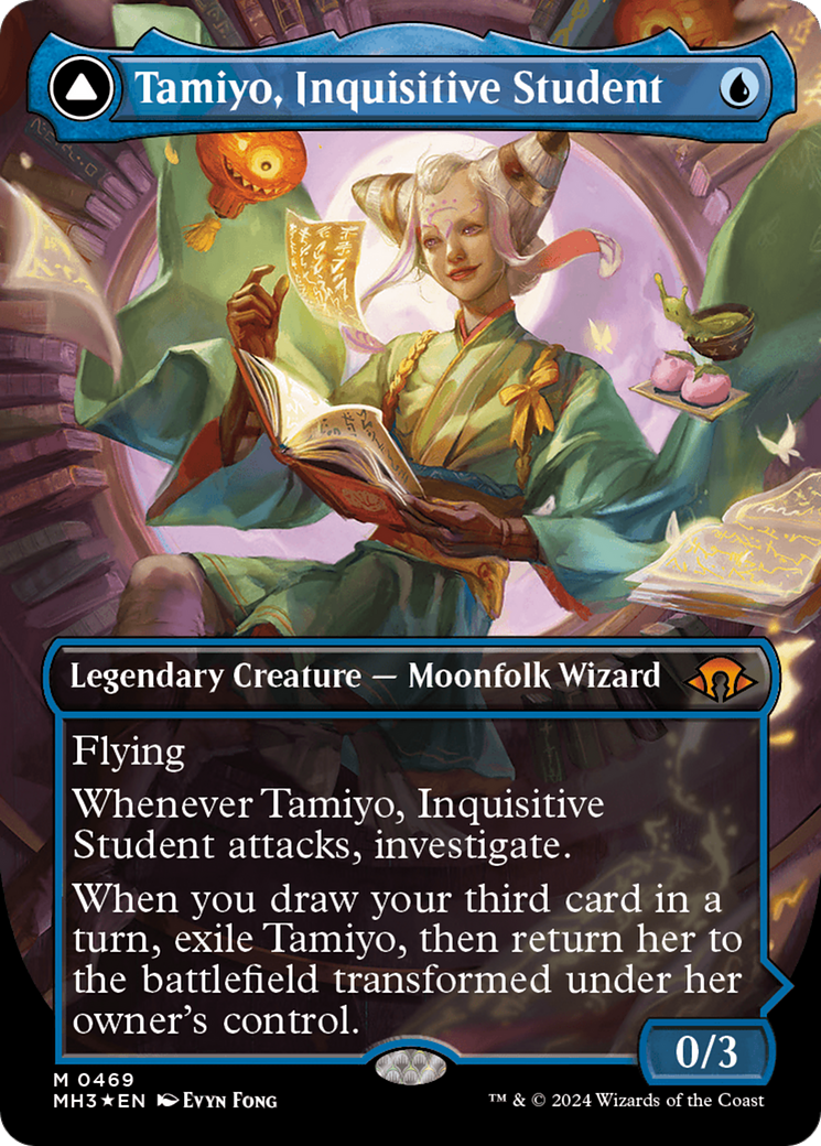 {R} Tamiyo, Inquisitive Student // Tamiyo, Seasoned Scholar (Borderless) (Textured Foil) [Modern Horizons 3][MH3 469]