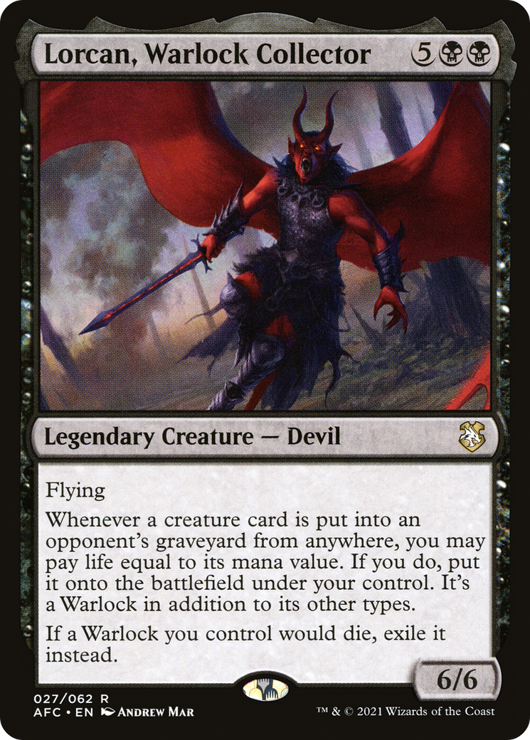 {R} Lorcan, Warlock Collector [Dungeons & Dragons: Adventures in the Forgotten Realms Commander][AFC 027]