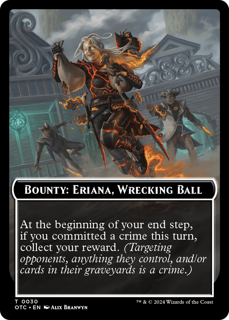 {T} Bounty: Eriana, Wrecking Ball // Bounty Rules Double-Sided Token [Outlaws of Thunder Junction Commander Tokens][TOTC 030]