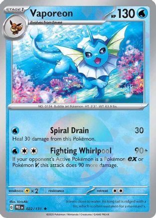 [PKM] Vaporeon (022/131) (Poke Ball Pattern) [Scarlet & Violet: Prismatic Evolutions]