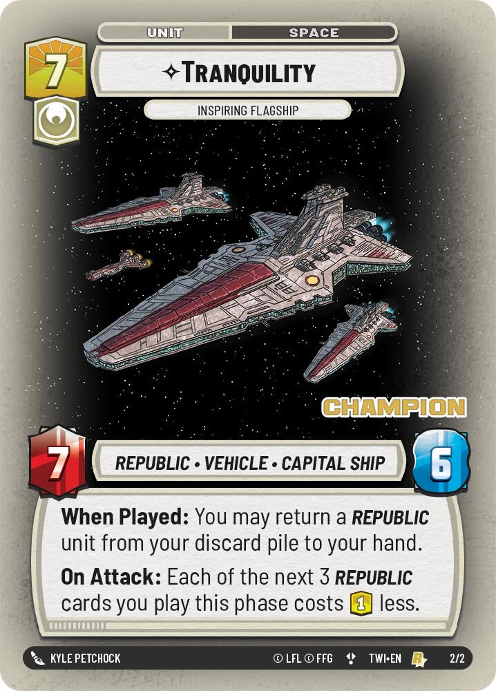 {SW-R}Tranquility - Inspiring Flagship (Champion) (2/2) [Twilight of the Republic Planetary Qualifier Promo]