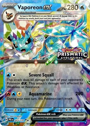 [PKM] Vaporeon ex (023/131) (Prismatic Evolutions Stamp) [Scarlet & Violet: Prismatic Evolutions]