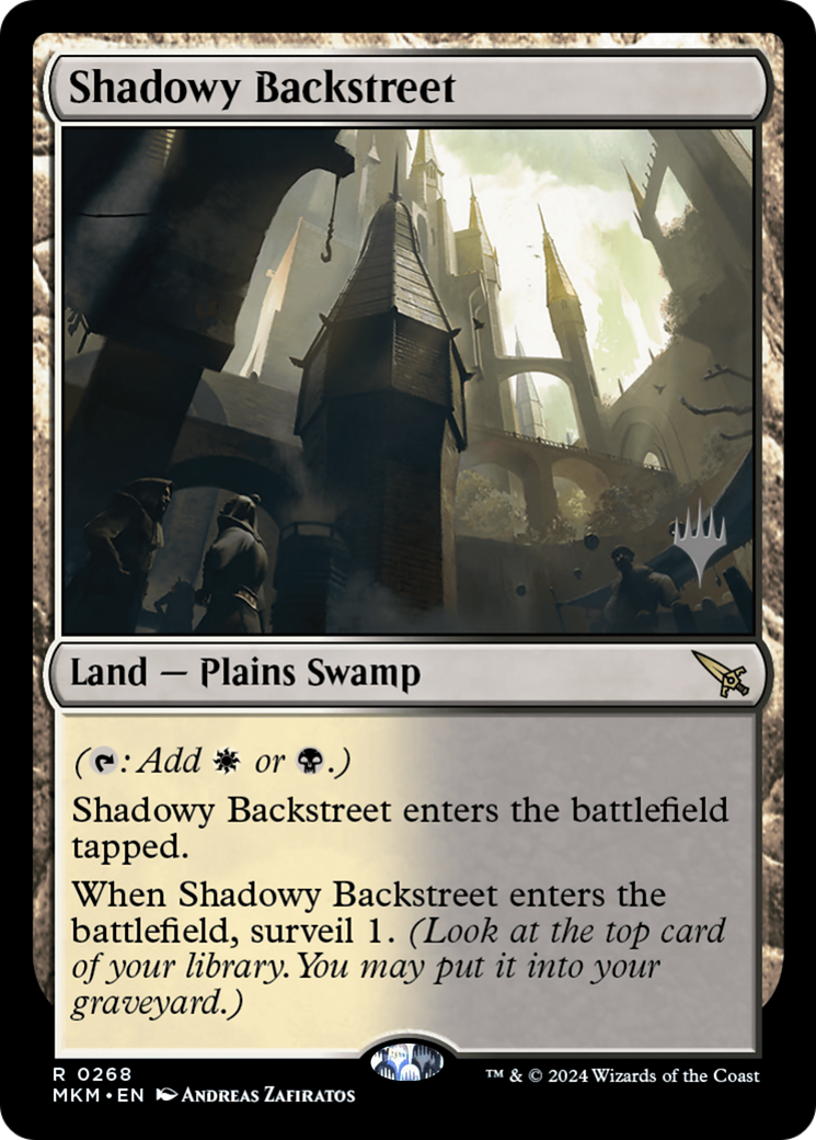 {R} Shadowy Backstreet (Promo Pack) [Murders at Karlov Manor Promos][PP MKM 268]