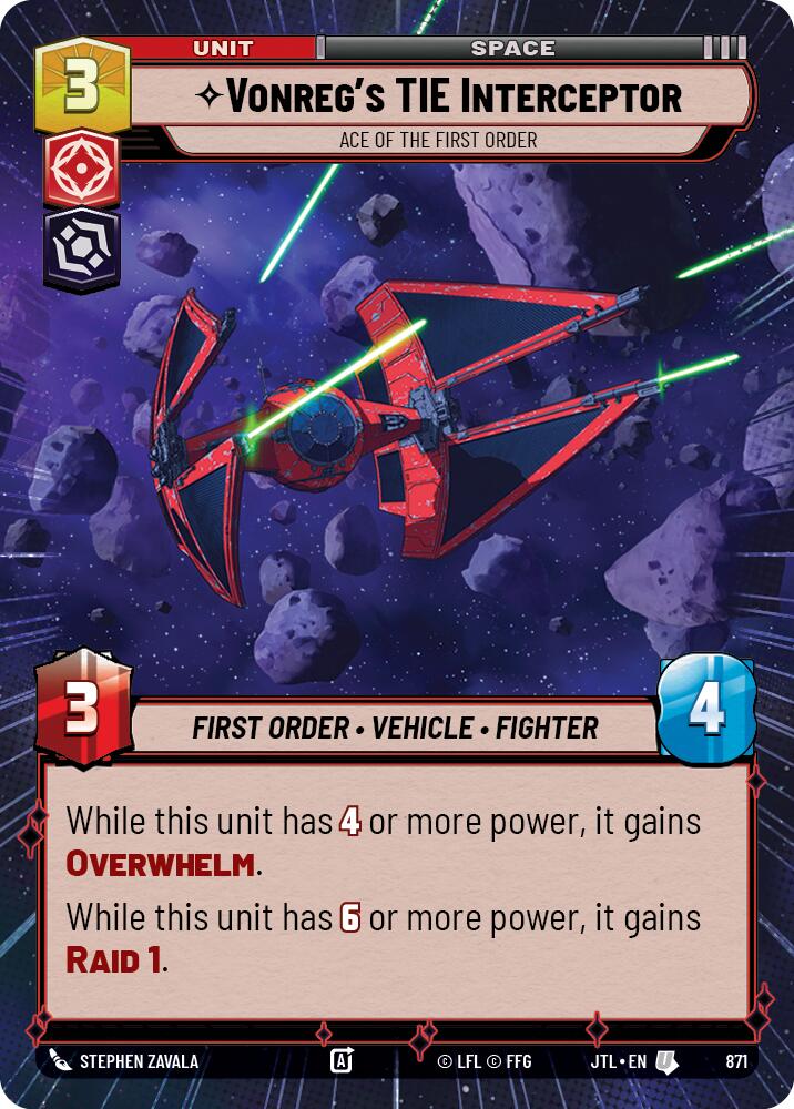 {SW-C}Vonreg's TIE Interceptor - Ace of the First Order (Hyperspace Foil) (871) [Jump to Lightspeed]