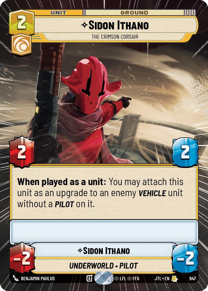 {SW-R}Sidon Ithano - The Crimson Corsair (Hyperspace Foil) (947) [Jump to Lightspeed]