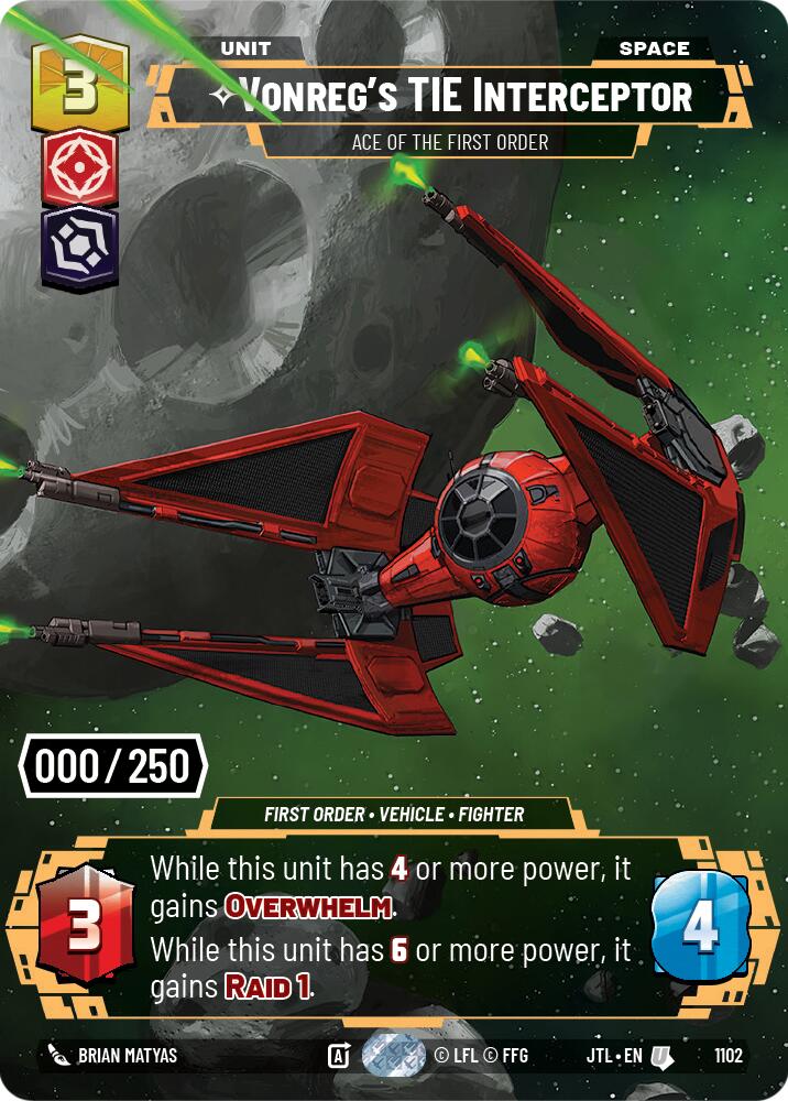 {SW-SH}Vonreg's TIE Interceptor - Ace of the First Order (Serialized) (1102) [Jump to Lightspeed]