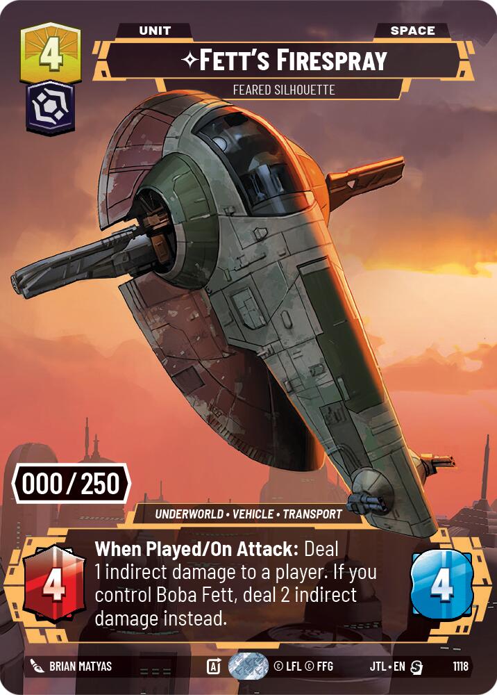 {SW-SH}Fett's Firespray - Feared Silhouette (Serialized) (1118) [Jump to Lightspeed]