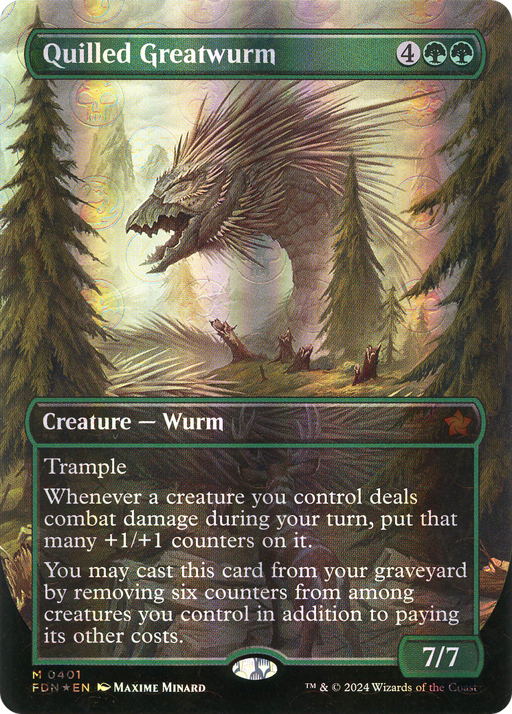 {@R} Quilled Greatwurm (Borderless) (Mana Foil) [Foundations][FDN 401]