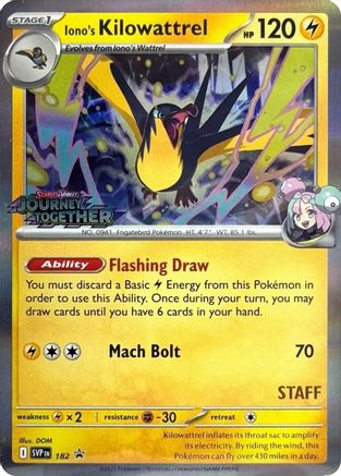 [PKM] Iono's Kilowattrel (182) (Prerelease Staff) [Scarlet & Violet: Black Star Promos]