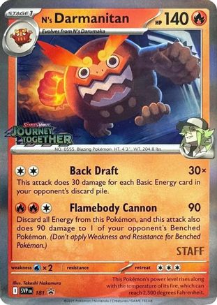[PKM] N's Darmanitan (181) (Prerelease Staff) [Scarlet & Violet: Black Star Promos]