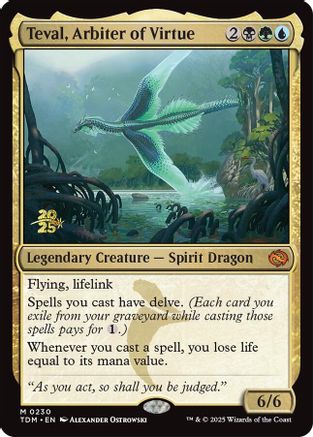 {@R} Teval, Arbiter of Virtue [Tarkir: Dragonstorm Prerelease Cards][TDM 230]