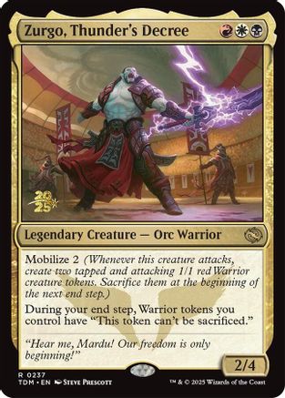 {@R} Zurgo, Thunder's Decree [Tarkir: Dragonstorm Prerelease Cards][TDM 237]