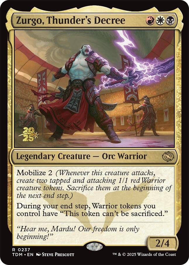 {@R} Zurgo, Thunder's Decree [Tarkir: Dragonstorm Prerelease Cards][TDM 237]