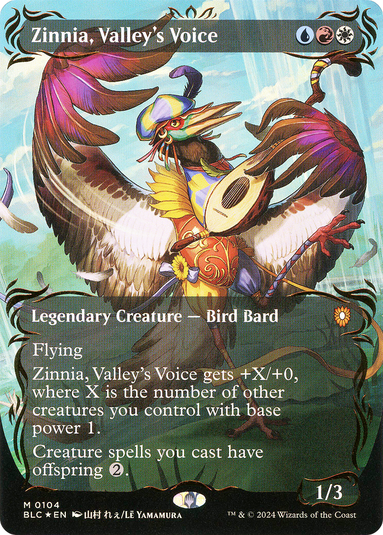 {R} Zinnia, Valley's Voice (Borderless) (Raised Foil) [Bloomburrow Commander][BLC 104]