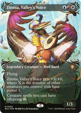 {R} Zinnia, Valley's Voice (Borderless) (Raised Foil) [Bloomburrow Commander][BLC 104]