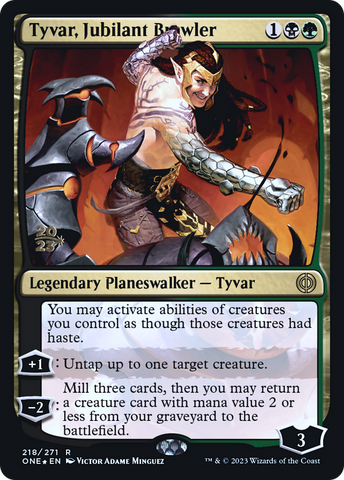 {R} Tyvar, Jubilant Brawler [Phyrexia: All Will Be One Prerelease Promos][PR ONE 218]