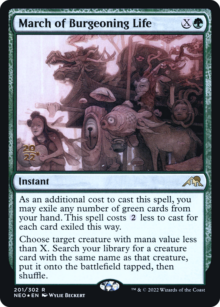 {R} March of Burgeoning Life [Kamigawa: Neon Dynasty Prerelease Promos][PR NEO 201]