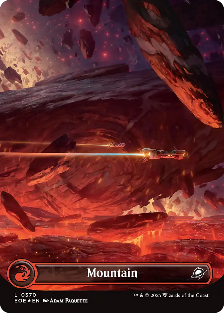 {@@ EOE B} Mountain (0370) (Borderless) (Galaxy Foil) [Edge of Eternities][EOE 370]