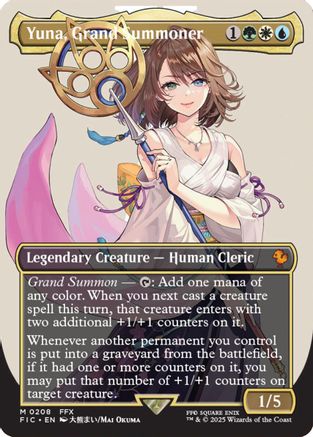 {R} Yuna, Grand Summoner (Borderless) [FINAL FANTASY Commander][FIC 208]