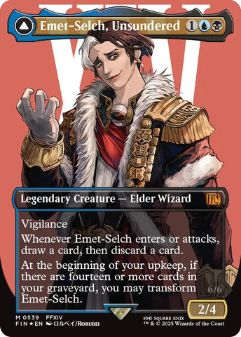 {@R} Emet-Selch, Unsundered // Hades, Sorcerer of Eld (Borderless) (Surge Foil) [FINAL FANTASY][FIN 539]
