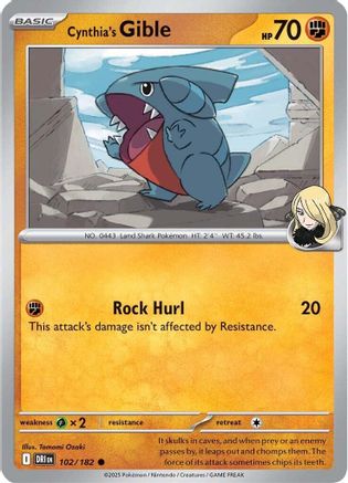 [PKM] Cynthia's Gible (102/182) [Scarlet & Violet: Destined Rivals]