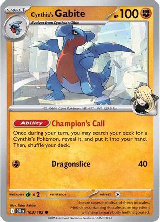[PKM] Cynthia's Gabite (103/182) [Scarlet & Violet: Destined Rivals]