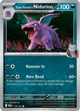 [PKM] Team Rocket's Nidorino (118/182) [Scarlet & Violet: Destined Rivals]