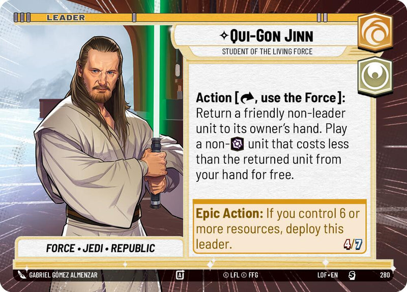 {SW-LD}Qui-Gon Jinn (280) - Student of the Living Force (Hyperspace) (280) [Legends of the Force]