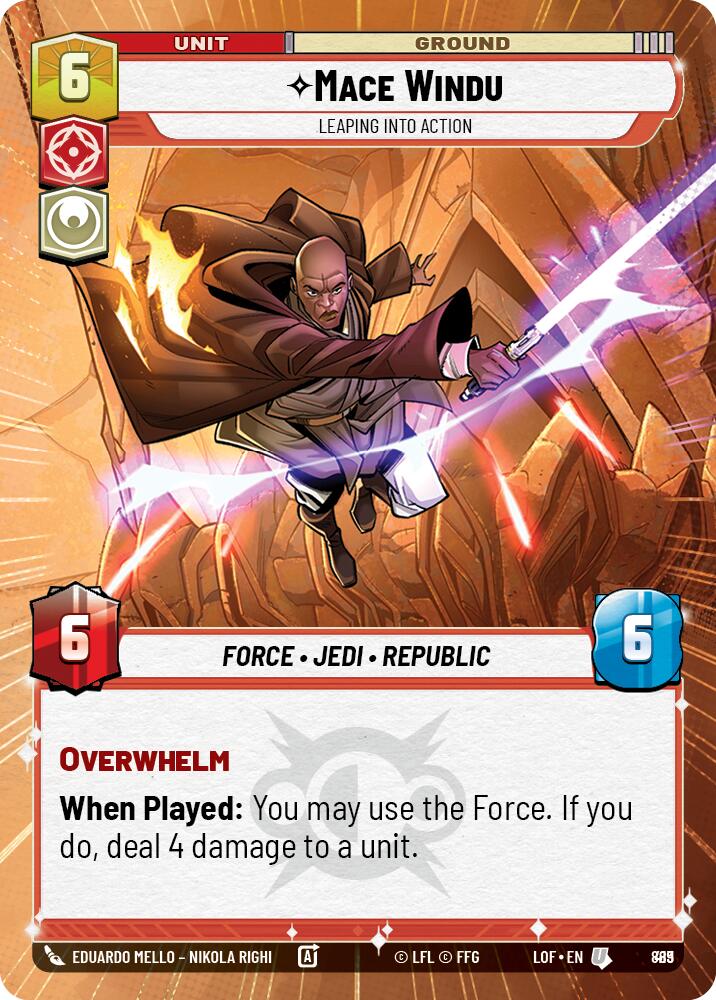 {SW-C}Mace Windu (889) - Leaping into Action (Hyperspace Foil) (889) [Legends of the Force]