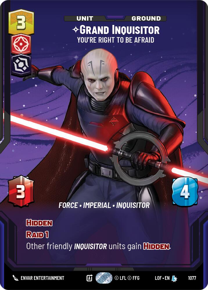 {SW-R}Grand Inquisitor (1077) - You're Right to Be Afraid (Prestige Foil) (1077) [Legends of the Force]