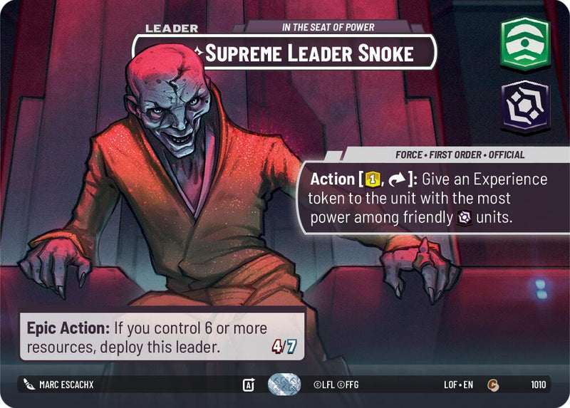 {SW-SH}Supreme Leader Snoke (1010) - In the Seat of Power (Showcase) (1010) [Legends of the Force]