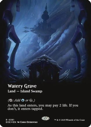 {@@ EOE R} Watery Grave (Borderless) (Galaxy Foil) [Edge of Eternities][EOE 381]
