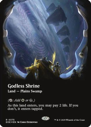 {@@ EOE R} Godless Shrine (Borderless) (Galaxy Foil) [Edge of Eternities][EOE 375]