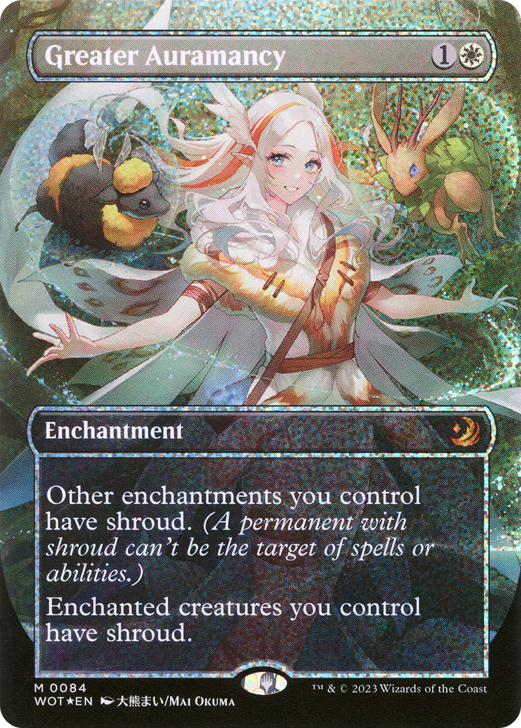 {R} Greater Auramancy (Anime Borderless) (Confetti Foil) [Wilds of Eldraine: Enchanting Tales][WOT 084]