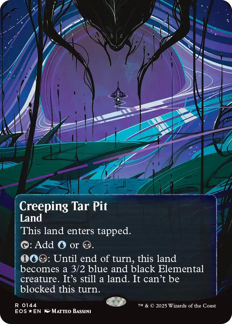 {R} Creeping Tar Pit (0144) (Poster) (Galaxy Foil) [Edge of Eternities: Stellar Sights][EOS 144]