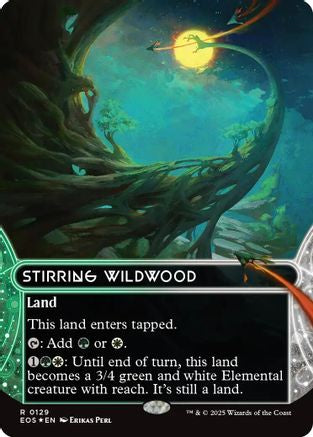{R} Stirring Wildwood (0129) (Borderless) (Galaxy Foil) [Edge of Eternities: Stellar Sights][EOS 129]