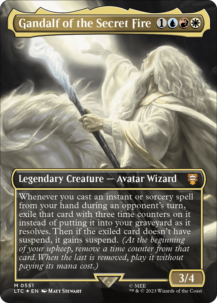 {R} Gandalf of the Secret Fire (Borderless) (Surge Foil) [The Lord of the Rings: Tales of Middle-Earth Commander][LTC 551]