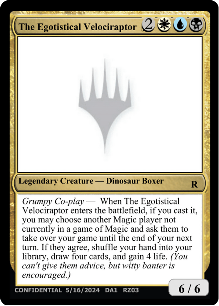 {R} The Egotistical Velociraptor [Mystery Booster 2 Playtest Cards][MB2 PLAYTEST]