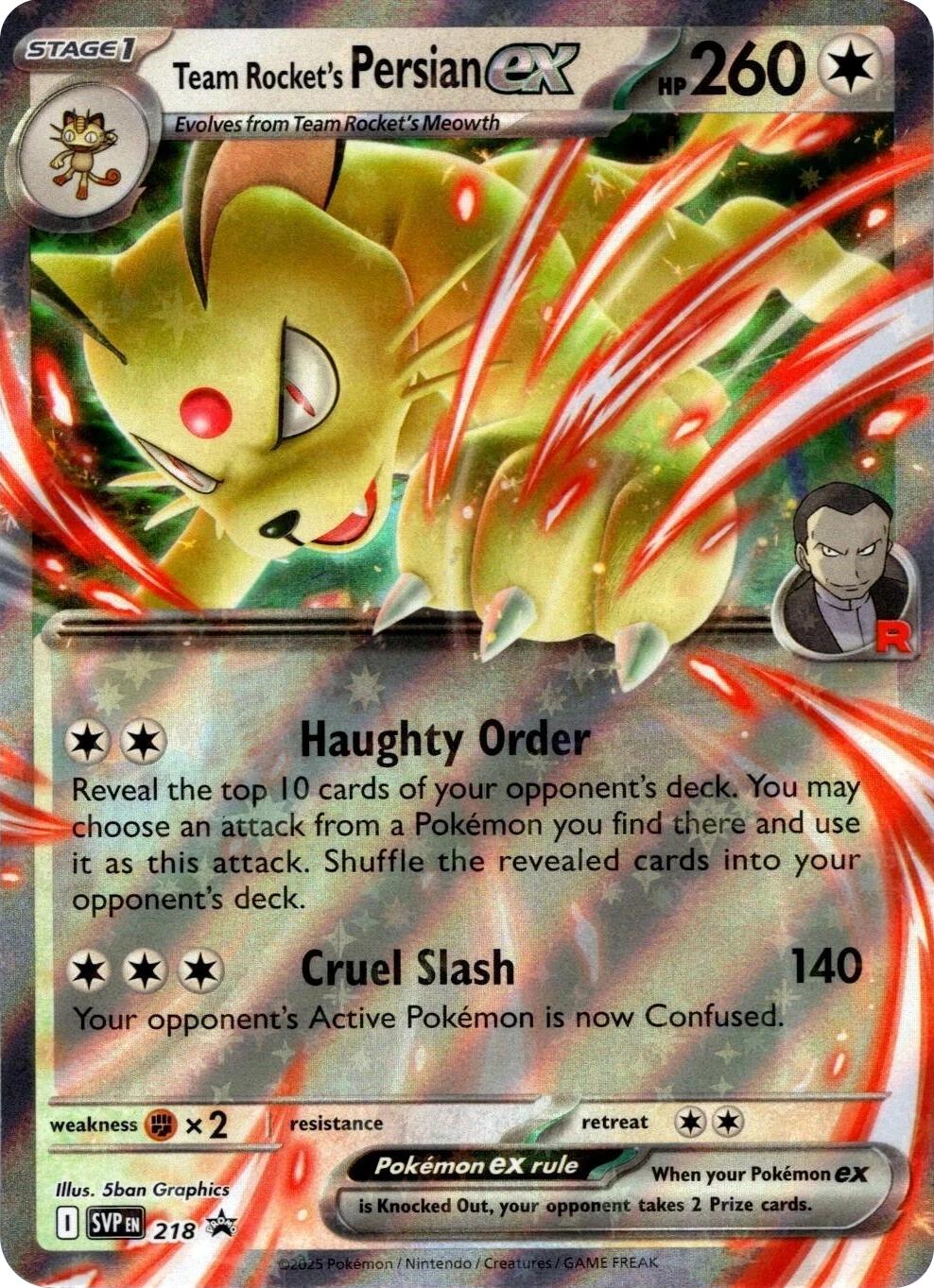 [PKM] Team Rocket's Persian ex (218) [Scarlet & Violet: Black Star Promos]
