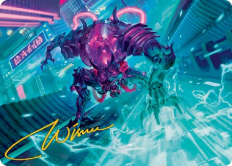 {A} Surgehacker Mech Art Card (Gold-Stamped Signature) [Kamigawa: Neon Dynasty Art Series][GS ANEO 045]